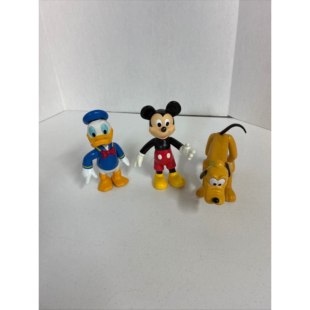 Disney Mickey Mouse Donald Duck Pluto Articulated Action Figure Toy Set 3pc